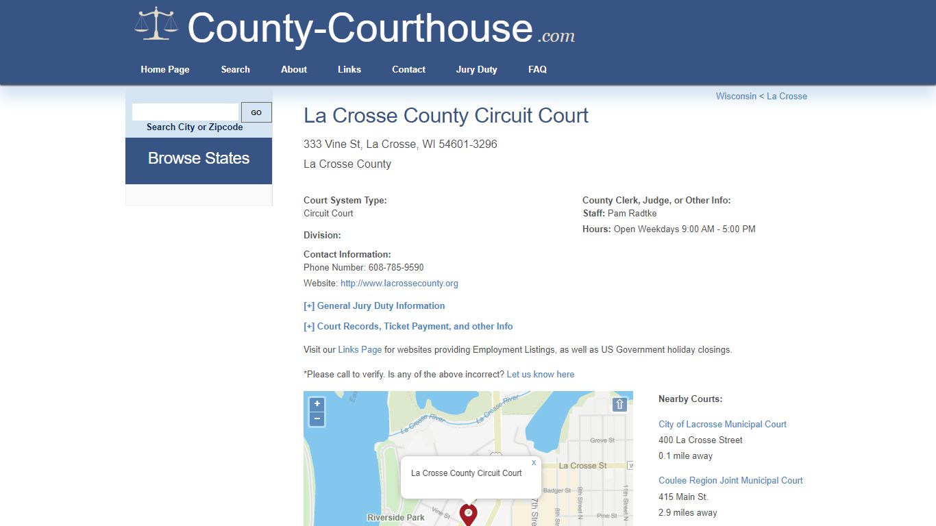 La Crosse County Circuit Court in La Crosse, WI - Court Information